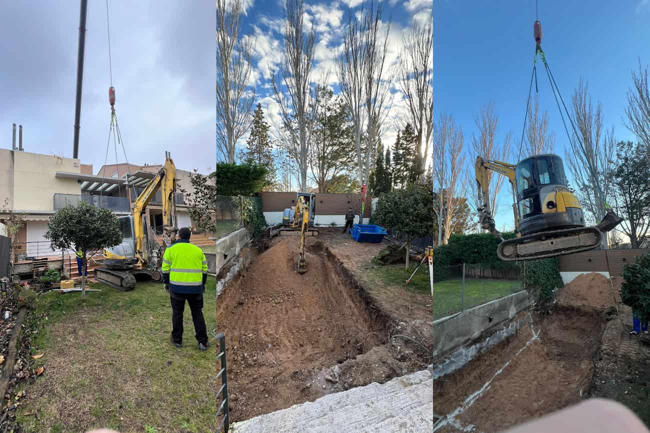 excavación piscina sin acceso