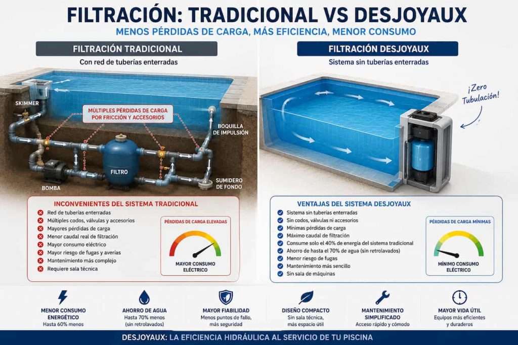 Pérdidas de carga en piscinas Desjoyaux