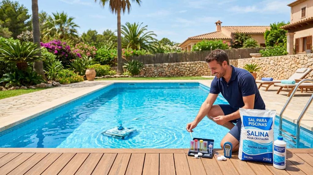 mantener una piscina salina